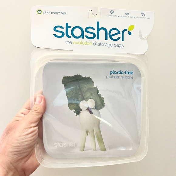 NWT Stasher Bag Plastic Free Platinum Silicone BPA Free Sandwich Bag Clear - Picture 1 of 4